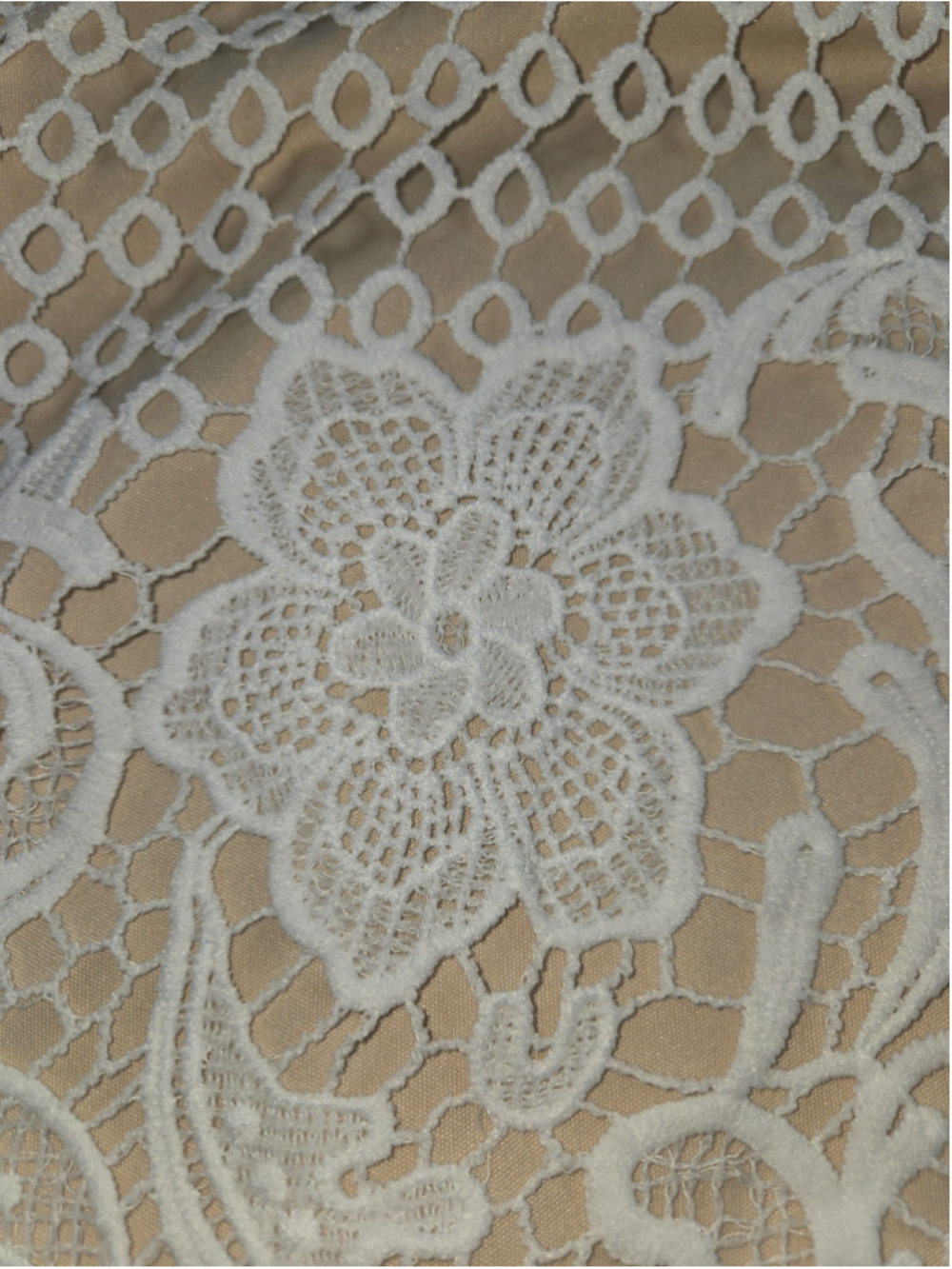 Papillon | Women | Dress | White and Tan |Size Large - Picture 3 of 6